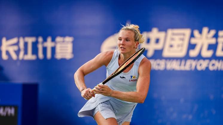 WUHAN, CHINA - OCTOBER 09: Katerina Siniakova of Czech Republic reacts in the Women s Singles Round of 16 match against Iva Jovic of United States on day 6 of 2025 Wuhan Open at Optics Valley International Tennis Center on October 9, 2025 in Wuhan, Hubei Province of China.  Copyright: xVCGx 111596142080