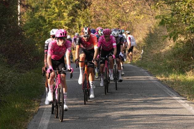 Ganna Filippo of Ineos Grenadiers team in the middle of the pack during the 109th edition of the Gran Piemonte 2025 a 179 km one day race from Dogliani to Acqui Terme on October 9, 2025, Italy.  Copyright: xMarcoxAlpozzi LaPressex