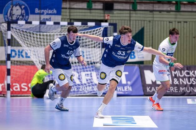 09.10.2025, Handball, HBL, Bergischer HC - HSG Wetzlar, Unihalle Wuppertal: Soeren Steinhaus (BHC 53) jubelnd nach dem Treffer Nordrhein-Westfalen Deutschland