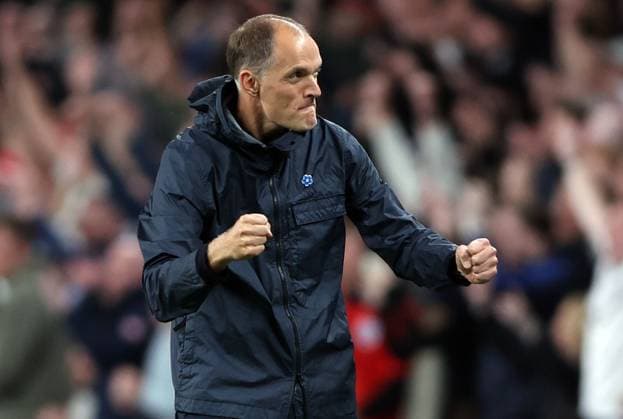 England manager Thomas Tuchel celebrates the third goal England v Wales, International Friendly, Länderspiel, Nationalmannschaft Football, Wembley Stadium, London, UK - 09 Oct 2025London Wembley Stadium United Kingdom EDITORIAL USE ONLY No use with unauthorised audio, video, data, fixture lists, club league logos or live services. Online in-match use limited to 120 images, no video emulation. No use in betting, games or single club league player publications. Copyright: xKieranxMcManus Shutterstockx 15522902ae