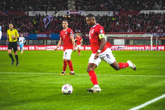 Fussball Österreich, FIFA WM Qualifikation Europa UEFA 2026, Spieltag 7 - ÖFB Österreich vs. San Marino - Ernst-Happel-Stadion (Wien, Österreich): David Alaba (Österreich, 8) Copyright: xLukasxBierederx