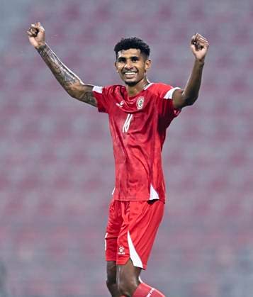 LEBANON v BHUTAN-AFC ASIAN CUP 2027 QUALIFIER THIRD ROUND Walid Shour of Lebanon celebrates after scoring a goal during the AFC Asian Cup 2027 Qualifier third round Group B match between Lebanon and Bhutan at Grand Hamad Stadium in Doha, Qatar, on October 9, 2025. DOHA Qatar Copyright: xNOUSHADx