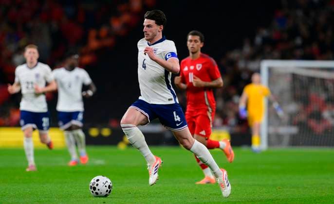 England v Wales, London, UK - 9 Oct 2025 Declan Rice of England during the AlzheimerÕs Society International Friendly, Länderspiel, Nationalmannschaft match between England and Wales on 9th October 2025 at Wembley Stadium, London London Wembley Stadium London GBR Copyright: xFrankiexOKeeffe PPAUKx PPA-222069