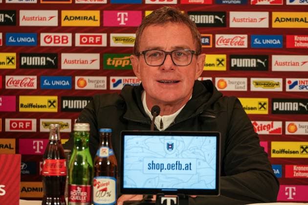 Fussball Österreich, FIFA WM Qualifikation Europa UEFA 2026, Spieltag 7 - ÖFB Österreich vs. San Marino - Ernst-Happel-Stadion (Wien, Österreich): Ralf Rangnick (Österreich, Trainer) bei der Pressekonferenz nach dem Spiel Copyright: xLukasxBierederx