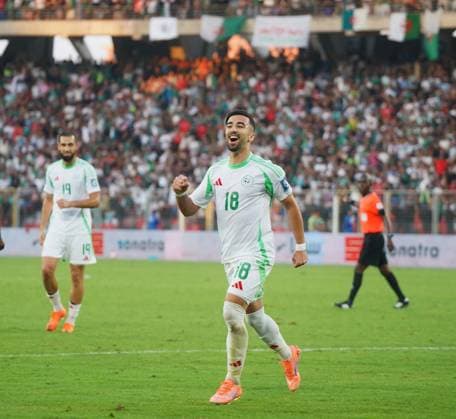 World Cup Qualifiers - Algeria v Somalia Mohammed Amoura of the Algerian national soccer team during Algeria v Somalia compete for a World Cup qualifying match at Miloud Hadefi Stadium in Bir El Djir. Bir El Djir, Algérie, October 9, 2025. Photo by Hamza Bouhara ABACAPRESS.COM Oran Algeria  Copyright: xBouharaxHamza ABACAx
