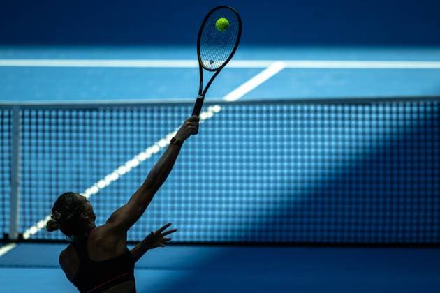 (251010) -- WUHAN, Oct. 10, 2025 -- Aryna Sabalenka hits a return during the women s singles quarterfinal match between Elena Rybakina of Kazakhstan and Aryna Sabalenka of Belarus at the 2025 Wuhan Open tennis tournament in Wuhan, central China s Hubei Province, Oct. 10, 2025. ) (SP)CHINA-WUHAN-TENNIS-WUHAN OPEN-WOMEN S SINGLES (CN) XiaoxYijiu 