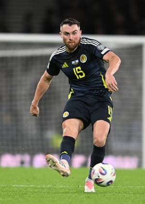 Glasgow, Scotland, 9th October 2025. John Souttar of Scotland during the Scotland vs Greece FIFA World Cup, WM, Weltmeisterschaft, Fussball European Qualifying match at Hampden Park, Glasgow. Picture credit should read: Neil Hanna Sportimage EDITORIAL USE ONLY. No use with unauthorised audio, video, data, fixture lists, club league logos or live services. Online in-match use limited to 120 images, no video emulation. No use in betting, games or single club league player publications. SPI_098_NH_Scotland_Greece SPI-4206-0099