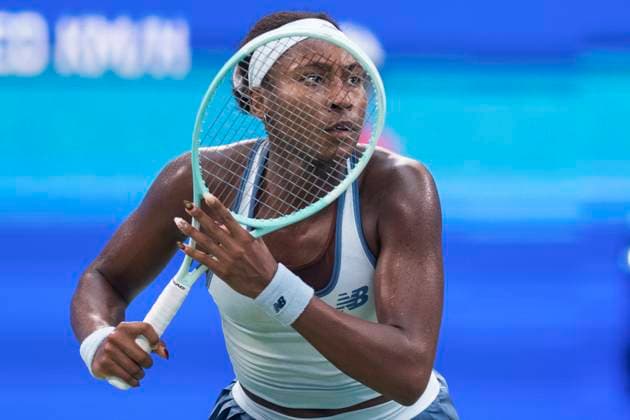 (251010) -- WUHAN, Oct. 10, 2025 -- Coco Gauff is seen during the women s singles quarterfinal match between Coco Gauff of the United States and Laura Siegemund of Germany at the 2025 Wuhan Open tennis tournament in Wuhan, central China s Hubei Province, Oct. 10, 2025. ) (SP)CHINA-WUHAN-TENNIS-WUHAN OPEN-WOMEN S SINGLES-QUARTERFINAL (CN) WuxZhizun 