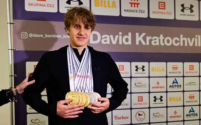 Media meeting with para swimmer David Kratochvil, who finished the season with a world record in the 400m freestyle and seven medals at the World Championships, Prague, October 10, 2025. (CTKxPhoto RomanxVondrous) CTKPhotoP2025101004279  CTKPhotoP2025101004279