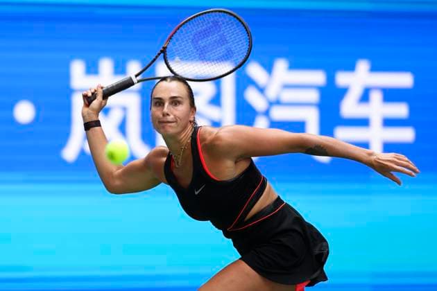 WUHAN, CHINA - OCTOBER 10: Aryna Sabalenka competes in the Women s Singles Quarterfinal match against Elena Rybakina of Kazakhstan on day 7 of 2025 Wuhan Open at Optics Valley International Tennis Center on October 10, 2025 in Wuhan, Hubei Province of China.  Copyright: xVCGx 111596355531