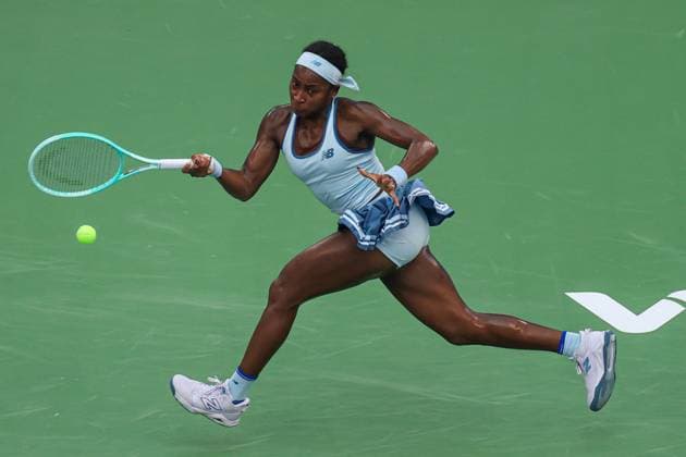 WUHAN, CHINA - OCTOBER 10: Coco Gauff of the United States competes in the Women s Singles Quarterfinal match against Laura Siegemund of Germany on day 7 of 2025 Wuhan Open at Optics Valley International Tennis Center on October 10, 2025 in Wuhan, Hubei Province of China.  Copyright: xVCGx 111596359907