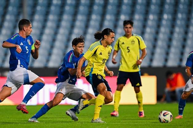 251010 Amin Boudri of Sweden during the UEFA Under-21 qualifier football match between Italy and Sweden on October 10, 2025 in Cesena. Photo: Matteo Gribaudi BILDBYRAN kod XY XY0079 fotboll football soccer fotball U21, U 21 em em uefa under 21 championship European Championship, EM, Europameisterschaft italien italy italia sverige sweden bbeng Copyright: MatteoxGribaudi BB251010BB488