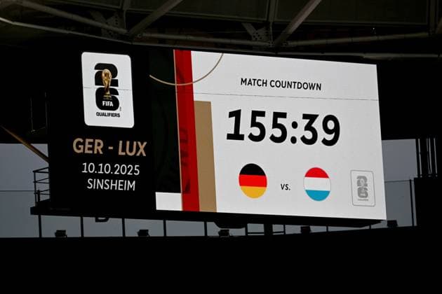 10.10.2025, xsltx, Fussball WM-Qualifikation 2026, Deutschland - Luxemburg v.l. Symbolbild Anzeigetafel (DFL DFB REGULATIONS PROHIBIT ANY USE OF PHOTOGRAPHS as IMAGE SEQUENCES and or QUASI-VIDEO) Sinsheim