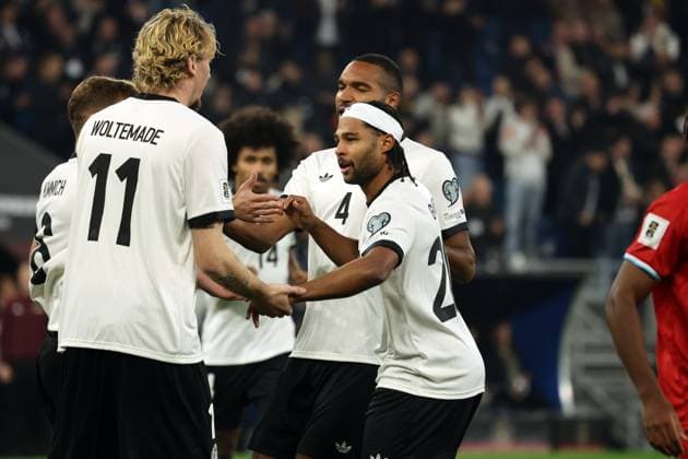 10.10.25 Deutschland - Luxemburg Deutschland, Sinsheim, 10.10.2025, Fussball, WM-Qualifikation, Deutschland - Luxemburg: Serge Gnabry (Deutschland); Jubel Tor 1:0 Gnabry.