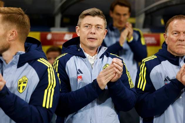 STOCKHOLM, SWEDEN 20251010 Sweden s national team, Nationalteam captain Jon Dahl Tomasson during Friday s World Cup qualifying soccer match between Sweden and Switzerland at Strawberry arena, October 10, 2025 in Stockholm, Sweden. STOCKHOLM SWEDEN x60160x
