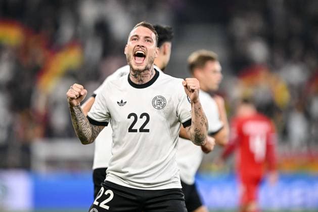 David Raum (Germany) celebrates after scoring his team s first goal during the FIFA World Cup, WM, Weltmeisterschaft, Fussball 2026 qualifier match between Germany and Luxembourg at PreZero-Arena on October 10, 2025 in Sinsheim, Germany. (Photo by Harry Langer DeFodi Images) David Raum Germany celebrates after scoring his team s first goal during the FIFA World Cup 2026 qualifier match between Germany and Luxembourg at PreZero Arena on October 10, 2025 in Sinsheim, Germany Photo by Harry Langer DeFodi Images