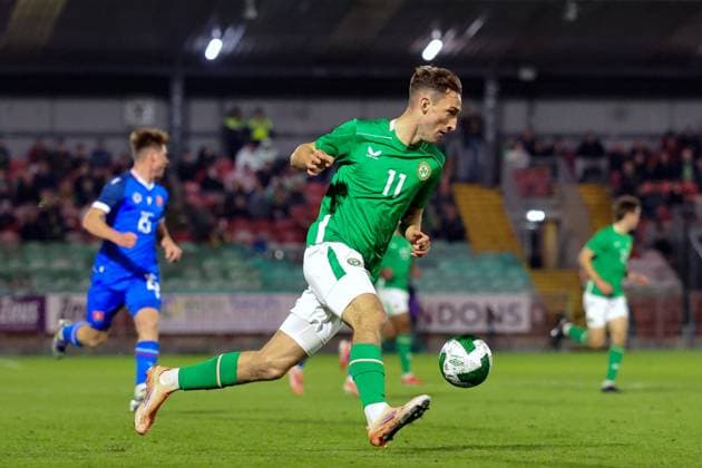 2027 UEFA Under 21 European Championship, EM, Europameisterschaft Qualifier, Turner™s Cross, Cork 10 10 2025 Republic of Ireland vs Slovakia Ireland s Mason Melia Mason Melia 10 10 2025  Copyright: x INPHO BryanxKeanex 0S2A4168 copy