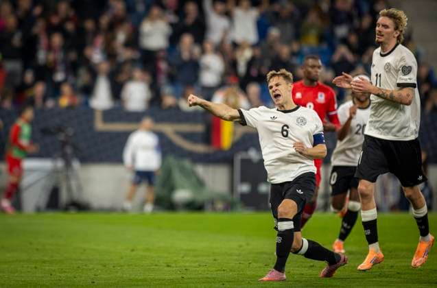 Sinsheim, Germany. 10th Oct 2025. Goal celebration: Joshua Kimmich (DFB) Nick Woltemade (DFB) Germany - Luxembourg Deutschland - Luxemburg 10.10.2025