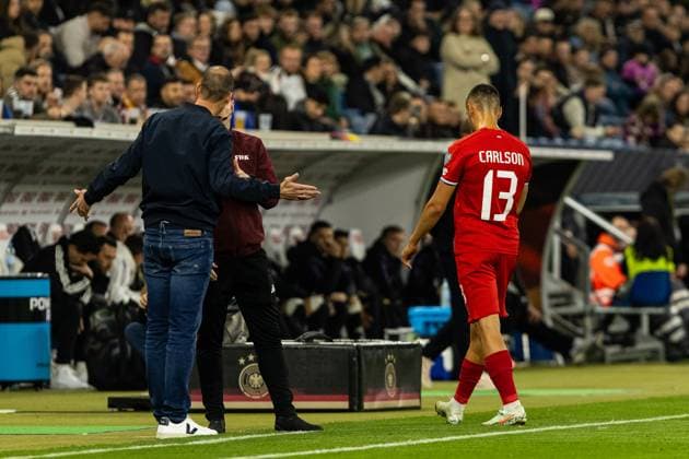 WM-Qualifikation Europa: Deutschland - Luxemburg; 10.10.2025 Dirk Carlson (Luxemburg, 13) verlässt Spielfeld nachdem er rote karte bekommen hat. WM-Qualifikation Europa: Deutschland - Luxemburg; PreZero-Arena, Sinsheim; 10.10.2025 DFB regulations prohibit any use of photographs as image sequences and or quasi video. Copyright: xBEAUTIFULxSPORTS Buriakovx