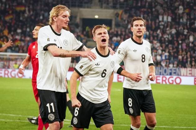 Fussball: FIFA WM Qualifikation Europa 2025 26, 7. Spieltag - Deutschland vs Luxemburg - PreZero-Arena (Sinsheim): Tor und Torjubel zum 2:0 auch Joshua Kimmich (Deutschland, 6) Freude, Emotionen, Jubel mit Nick Woltemade (Deutschland, 11) und Leon Goretzka (Deutschland, 8) Sinsheim Baden-Württemberg Deutschland Copyright: xJOERANxSTEINSIEKx