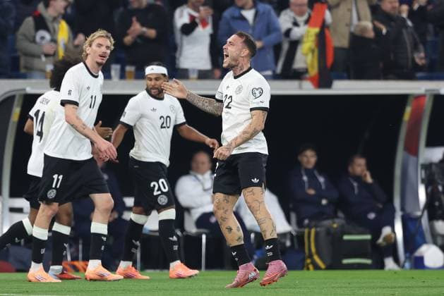 Torjubel von David Raum 22 (Deutschland) zum 1:0, Deutschland vs. Luxemburg, Fussball, WM-Qualifikation, 10.10.2025 Sinsheim Baden-Wuerttemberg Deutschland
