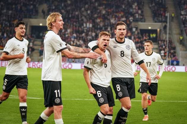 Fussball: FIFA WM Qualifikation Europa 2025 26, 7. Spieltag - Deutschland vs Luxemburg - PreZero-Arena (Sinsheim): Tor und Torjubel zum 2:0 auch Joshua Kimmich (Deutschland, 6) Freude, Emotionen, Jubel mit Nick Woltemade (Deutschland, 11) und Leon Goretzka (Deutschland, 8) Aleksandar Pavlovic (Deutschland, 5) Florian Wirtz (Deutschland, 17) Sinsheim Baden-Württemberg Deutschland Copyright: xJOERANxSTEINSIEKx