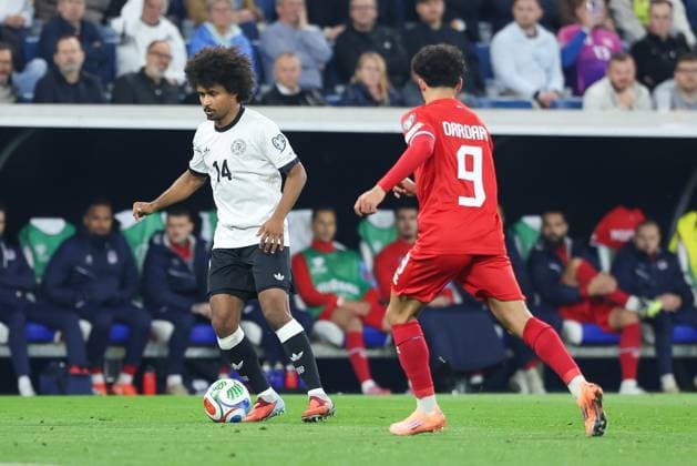 Karim Adeyemi 14 (Deutschland), Aiman Dardari 9 (Luxemburg), Deutschland vs. Luxemburg, Fussball, WM-Qualifikation, 10.10.2025 Sinsheim Baden-Wuerttemberg Deutschland