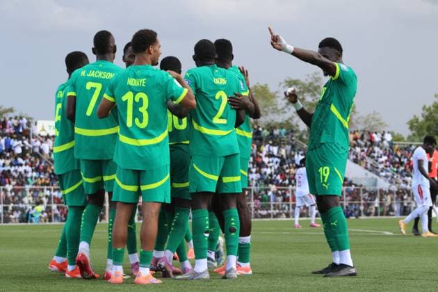 South Sudan v Senegal - 2026 FIFA World Cup, WM, Weltmeisterschaft, Fussball Qualifiers JUBA, SOUTH SUDAN - OCTOBER 10: Players of Senegal celebrate a goal during the 2026 FIFA World Cup qualifier between South Sudan and Senegal at the National Stadium in Juba, the capital of South Sudan, on October 10, 2025. Lino Ginaba Anadolu Juba South Sudan. Editorial use only. Please get in touch for any other usage.  Copyright: x2025xAnadoluxLinoxGinabax