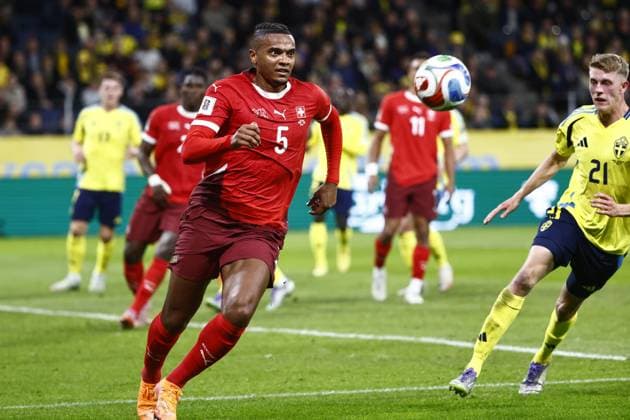 STOCKHOLM, SWEDEN 20251010 Switzerland s Manuel Akanji during Friday s World Cup qualifying soccer match between Sweden and Switzerland at Strawberry Arena, October 10, 2025 in Stockholm, Sweden. STOCKHOLM SWEDEN x60160x
