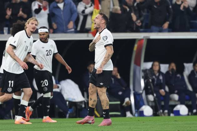 Torjubel von David Raum 22 (Deutschland) zum 1:0, Deutschland vs. Luxemburg, Fussball, WM-Qualifikation, 10.10.2025 Sinsheim Baden-Wuerttemberg Deutschland