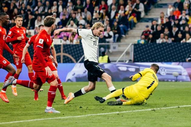 Sinsheim, Germany, October 10th 2025 Nick Woltemade ( 11 - Germany) chance with save from Anthony Moris ( 1 - Luxembourg) during the UEFA European Qualifiers match between Germany vs. Luxemburg at PreZero Arena, in Sinsheim, Germany. (Gabor Baumgarten SPP) Copyright: xGaborxBaumgartenx xSPPx Sportspressphoto_SPR40772