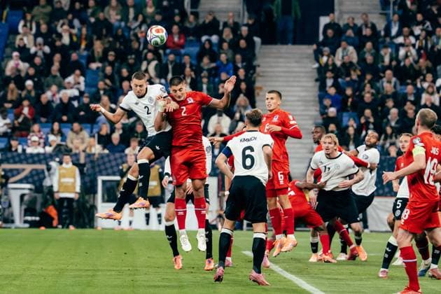 Sinsheim, Germany, October 10th 2025 Waldemar Anton ( 2 - Germany) header during the UEFA European Qualifiers match between Germany vs. Luxemburg at PreZero Arena, in Sinsheim, Germany. (Gabor Baumgarten SPP) Copyright: xGaborxBaumgartenx xSPPx Sportspressphoto_SPR40785