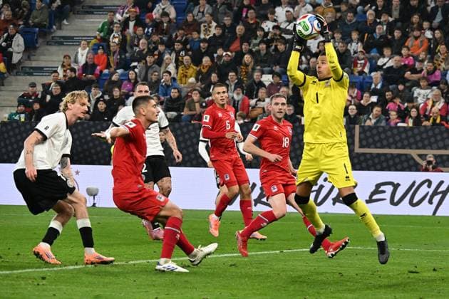 10.10.2025, xsltx, Fussball WM-Qualifikation 2026, Deutschland - Luxemburg v.l. Anthony Moris (Luxemburg) (DFL DFB REGULATIONS PROHIBIT ANY USE OF PHOTOGRAPHS as IMAGE SEQUENCES and or QUASI-VIDEO) Sinsheim
