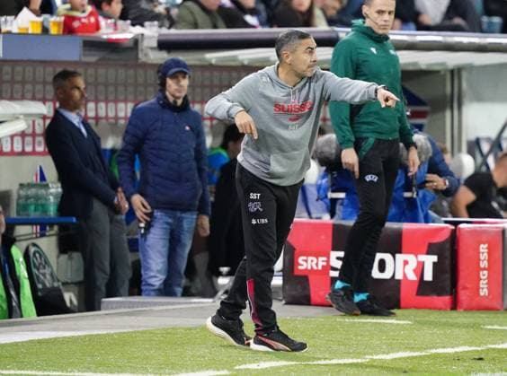 10.10.2025 Luzern Schweiz Swissporarena Fussball Herren European Under-21 Championship Schweiz-Island. Bild : Trainer Sascha Stauch (SUI) Aktion Einzelbild