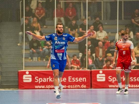Jubel von Florian Eisentraeger (TV Grosswallstadt, 08) TuSEM Essen vs. TV Grosswallstadt, Handball, 2. Bundesliga, 7. Spieltag, Saison 2025 2026, 10.10.2025 TuSEM Essen vs. TV Grosswallstadt, Handball, 2. Bundesliga, 7. Spieltag, Saison 2025 2026, 10.10.2025 Essen Copyright: xEibner-Pressefoto DamianxKruczynx EP_DKI
