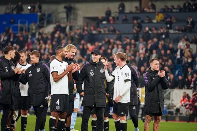 Fussball: FIFA WM Qualifikation Europa 2025 26, 7. Spieltag - Deutschland vs Luxemburg - PreZero-Arena (Sinsheim): Deutsche Mannschaft nach dem 4:0 Sieg Sinsheim Baden-Württemberg Deutschland Copyright: xJOERANxSTEINSIEKx