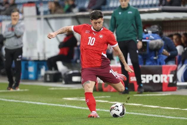 U21, U 21 Schweiz - Island Liam Chipperfield (Schweiz U21) 10.10.2025 Swissporarena Luzern, SCHWEIZ, Saison 2025 2026 Herren Fussball U21 EM Qualifikation Schweiz - Island Liam Chipperfield (Schweiz U21)