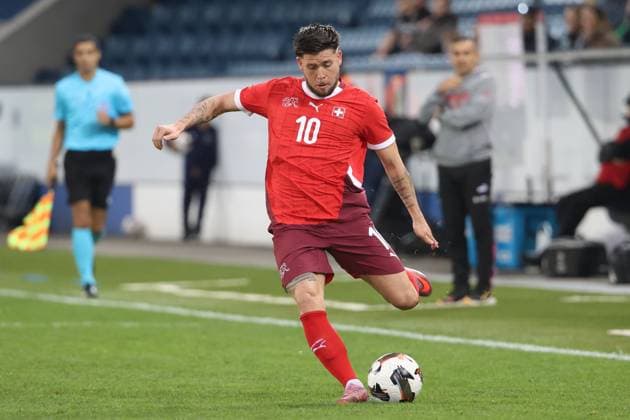 U21, U 21 Schweiz - Island Liam Chipperfield (Schweiz U21) 10.10.2025 Swissporarena Luzern, SCHWEIZ, Saison 2025 2026 Herren Fussball U21 EM Qualifikation Schweiz - Island Liam Chipperfield (Schweiz U21)