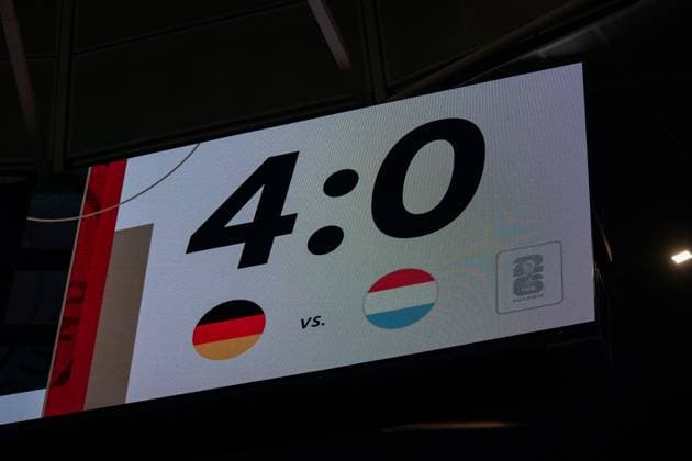 Fussball: FIFA WM Qualifikation Europa 2025 26, 7. Spieltag - Deutschland vs Luxemburg - PreZero-Arena (Sinsheim): Endstand, Anzeigetafel Copyright: xJOERANxSTEINSIEKx