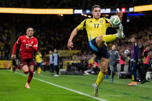 251010 Viktor Gyökeres of Sweden during the FIFA World Cup, WM, Weltmeisterschaft, Fussball Qualifier football match between Sweden and Switzerland on October 10, 2025 in Stockholm. Photo: Jesper Zerman BILDBYRAN kod JZ JM0740 bbeng fotboll football soccer fotball vm-kval kval fifa world cup qualifier qualifier qualification sverige sweden sverige a schweiz switzerland Copyright: JESPERxZERMAN BB251010JZ124