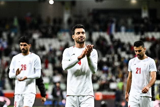 Russia Soccer Friendly Russia - Iran 9023813 10.10.2025 Iran s Danial Esmaeilifar, Iran s Shoja Khalilzadeh and Iran s Omid Noorafkan thank the fans for their support after the friendly soccer match between Russia and Iran, in Volgograd, Russia. Sergey Bobylev Sputnik Volgograd Russia  Copyright: xSergeyxBobylevx