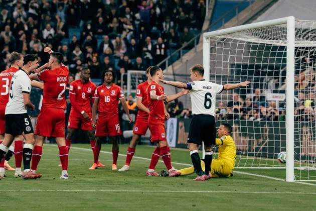 Sinsheim, Germany, October 10th 2025 Joshua Kimmich ( 6 - Germany) celebration of his goal for the 4-0 with ball in the net during the UEFA European Qualifiers match between Germany vs. Luxemburg at PreZero Arena, in Sinsheim, Germany. (Gabor Baumgarten SPP) Copyright: xGaborxBaumgartenx xSPPx Sportspressphoto_SPR40869