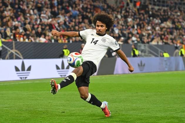 Karim ADEYEMI (GER), Aktion,Einzelaktion,Einzelbild, Freisteller,Ganzkoerperaufnahme,ganze Figur. Fussball Laenderspiel, WM Qualifikation Gruppe A Spieltag 07 Deutschland (GER) - Luxemburg (LU) 4-0 am 10.10.2025, PreZero Arena Sinsheim