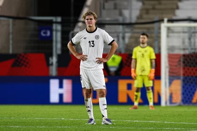 Tom Alexander Rothe (Deutschland,13)- EM-Qualifikation U 21 Gruppe F Länderspiel Deutschland vs. Griechenland in der ad hoc Arena im Ernst-Abbe-Sportfeld in Jena - Aktion,Fußball,Mann,Männer,Deutschland,10.10.2025