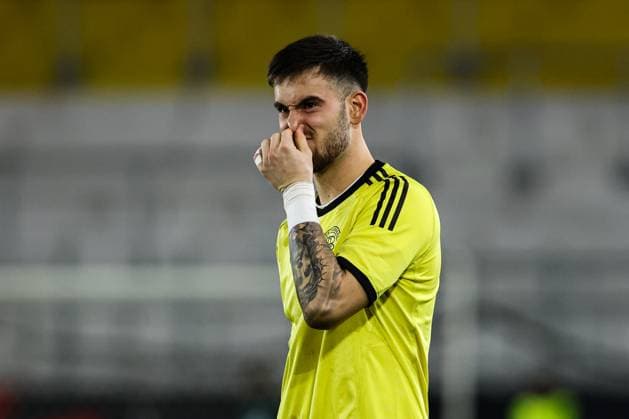 Torwart Dennis Seimen (Deutschland,1) - EM-Qualifikation U 21 Gruppe F Länderspiel Deutschland vs. Griechenland in der ad hoc Arena im Ernst-Abbe-Sportfeld in Jena - Aktion,Fußball,Mann,Männer,Deutschland,10.10.2025