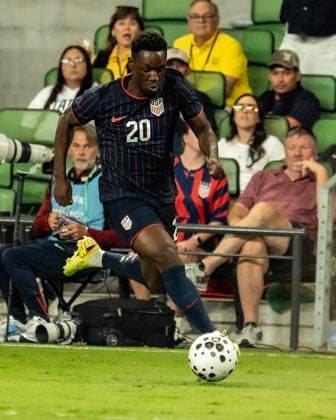 Oct 10, 2025. Nathan Harriel (20) of the US MenÃ¢â‚¬â ¢s Soccer Team in action vs Ecuador at Q2 stadium in Austin Texas. Ecuador leads the USMST 1-0 at the half. CSM Austin USA - ZUMAc04_ 20251010_zma_c04_009 Copyright: xRobertxBackmanx