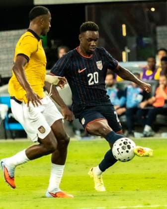 Oct 10, 2025. Nathan Harriel (20) of the US MenÃ¢â‚¬â ¢s Soccer Team in action vs Ecuador at Q2 stadium in Austin Texas. The USMST ties Ecuador 1-1. CSM Austin USA - ZUMAc04_ 20251010_zma_c04_047 Copyright: xRobertxBackmanx