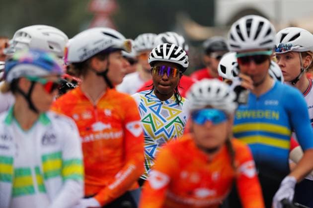 2025 UCI Gravel World Championships Picture by Alex Whitehead SWpix.com - 11 10 2025 - Cycling - 2025 UCI Gravel World Championships, Zuid-Limburg, Netherlands - Women Elite Race - Violette Irakoze Neza (Rwanda) Copyright: x xSWpix.comx(t axPhotographyxHubxLtd)xAlexxWhitehead SWpix.comx SWP-3030-9184
