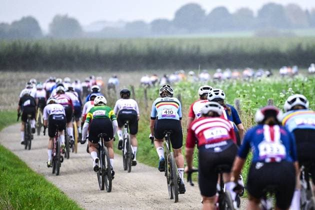 Belgian Julie Sap pictured in action during the women elite race at the UCI World Gravel Championships, Saturday 11 October 2025, in Maastricht, The Netherlands. DIRKxWAEM  x136520616x