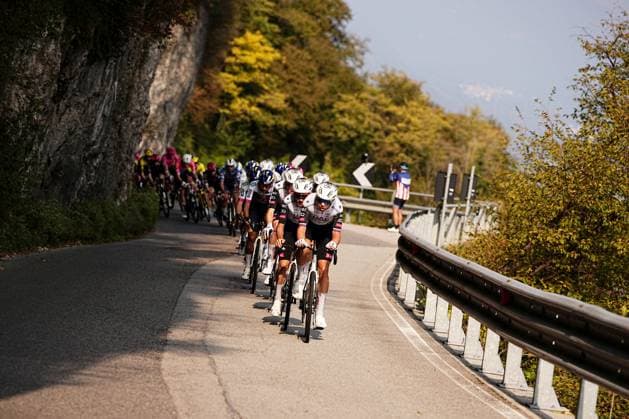 The pack rides cycles during the 119th edition of the Il Lombardia, Tour of Lombardy cycling race, a 241 km one day race from Como to Bergamo on October 11, 2025, Italy.  Copyright: xMarcoxAlpozzi LaPressex